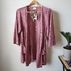 NWT BNLK Mauve Lace Kimono Sz M